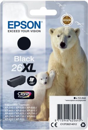 Epson cartouche d'encre 26XL noir,500 pa
