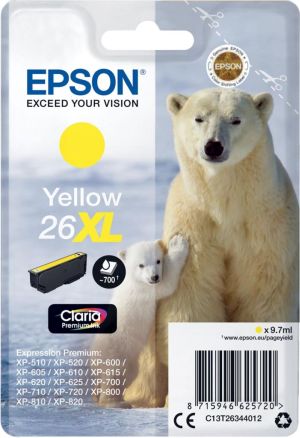 Epson cartouche d'encre 26XL jaune,700 p