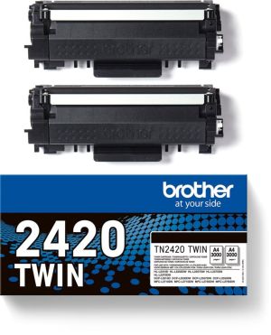Brother toner, 3.000 pagina's, OEM TN-2420TWIN, zwart, pak van 2 stuks