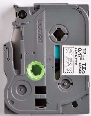 Brother TZe ruban pour P-Touch 12 mm, blanc sur transparent