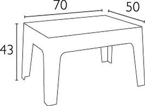 Tafel Box 70 x 50 x 44 lichtgrijs