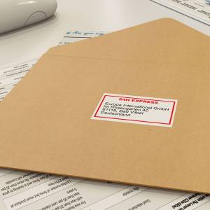 Brother DK-22251 Rode en Zwarte tekst op witte doorlopende labelrol