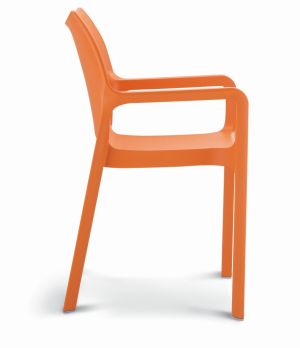 Chaise de cantine / chaise de patio Diva sans bras orange