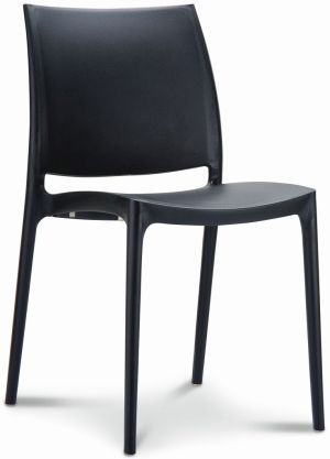 Chaise de cantine / chaise de patio Maya noir