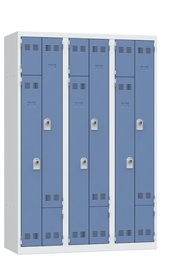 armoire monobloc 3 colonnes bleu