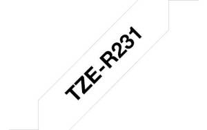 Brother TZE-R231 - 12mm - Zwarte tekst op wit glanzend lint