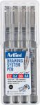 Fineliner Drawing System 4 st: 0,2- 0,4 