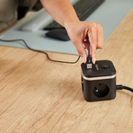 Fellowes contactdoos Power Cube, 3 stopcontacten + 1 x USB-A + 2 x USB-C, zwart, voor België