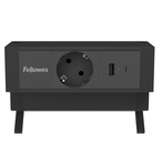 Fellowes contactdoos Power Desk, 1 stopcontact + 1 x USB-A + 1 x USB-C, zwart, voor Nederland