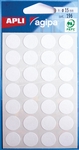 Agipa étiquettes ronds en pochette diamètre 15 mm, blanc, 196 pièces, 28 par feuille