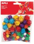 Apli gekleurde glitter pompons, pakvan 7