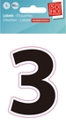 SOHO etiketten cijfers, 3, ft 85 mm, zwart, blister van 1 stuk