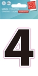 SOHO etiketten cijfers, 4, ft 85 mm, zwart, blister van 1 stuk