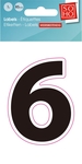 SOHO etiketten cijfers, 6, ft 85 mm, zwart, blister van 1 stuk