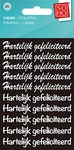 SOHO etiketten, hartelijk gefeliciteerd, witte tekst, pak van 20 stuks