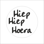 Etiquette imprimée en rouleau, 500 pièces, diamètre 39 mm, Hiep Hiep Hoera, noir sur blanc