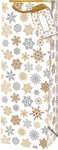 Sac cadeau flocons de neige, or-argent, pour bouteille, 9 x 36 x 13 cm