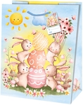 Sac cadeau Paques, lapins, L, 20 x 33 x 27 cm
