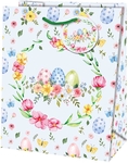 Sac cadeau Pâques, fleurs et oeufs, L, 20 x 33 x 27 cm