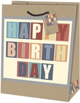 Sac cadeau Happy Birthday, M, 10 x 23 x 19 cm