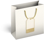 Sac cadeau blanc avec étoiles dorées, S, 6 x 15 x 15 cm