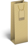 Sac cadeau or avec étoiles blanches, pour bouteille, 9 x 36 x 13 cm