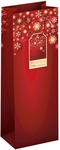 Sac cadeau Noël, boules de Noël avec flocons de neige, rouge, pour bouteille, 9 x 36 x 13 cm