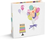Sac cadeau anniversaire, gâteau et ballons, S, 6 x 15 x 15 cm