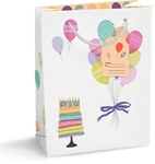 Sac cadeau anniversaire, gâteau et ballons, L, 20 x 33 x 27 cm