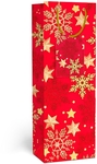Sac cadeau Noël, flocon de neige, rouge, pour bouteille, 9 x 36 x 13 cm