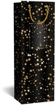 Sac cadeau étoiles, noir, pour bouteille, 9 x 36 x 13 cm