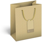 Sac cadeau or avec étoiles blanches, M, 10 x 23 x 19 cm