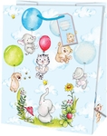 Sac cadeau High in the Sky, animaux avec ballons, L, 20 x 33 x 27 cm