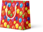 Sac cadeau ballons, fond rouge, S, 6 x 15 x 15 cm