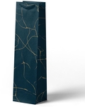 Sac cadeau Luxury, bleu foncé, pour bouteille, 9 x 36 x 13 cm