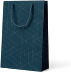 Sac cadeau Unique, triangles, bleu, M, 10 x 23 x 19 cm