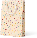 Sac cadeau confettis, fond pêche, M, 10 x 23 x 19 cm