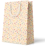 Sac cadeau confettis, fond pêche, L, 20 x 33 x 27 cm