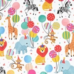 Papier cadeau, 150 m x 30 cm, animaux avec ballons