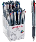 ZEBRA Clip on Slim 4-kleurenbalpen, 0,7 mm, klassieke inktkleuren