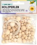 Folia houten parels, natuur, 84 stuks ge