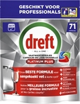 Dreft Pro Platinum Plus vaatwastabletten, Regular, pak van 71 capsules