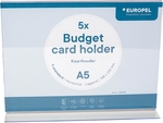 Europel présentoir de documents Budget, pied en T, ft A5, paysage, paquet de 5 pièces