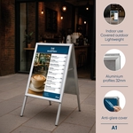 Europel chevalet porte-affiches clipsable Economy, liste 32 mm, ft A1, argent