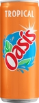 Oasis Tropical vruchtenlimonade, sleek blik van 33 cl, pak van 24 stuks