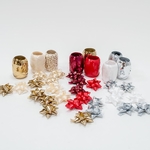 Ruban cadeau, set de 3 rubans 5 mm x 20 m et 9 noeuds, couleurs assorties