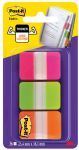 Post-it Index Strong, , ft 25,4 x 38 mm, blister met 3 kleuren (roze, groen en oranje), 12 tabs per kleur