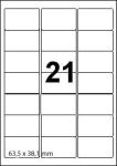 DBS etiketten 63,5 x 38,1 mm, 21 per blad