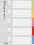OFFICE products tabbladen, A4, karton, 11-gaatsperforatie, geassorteerde kleuren, 5 tabs