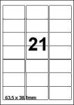 DBS étiq. 63,5x38,1mm 21/feuille blanc d